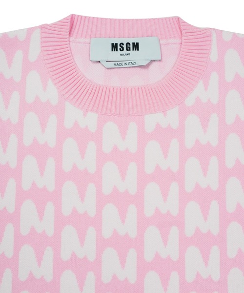 MSGM(エムエスジーエム)の「TheMwave モノグラムジャガード ニットトップ(ニット/セーター・レディース・ライム/ピンク・M)」の4枚目の写真