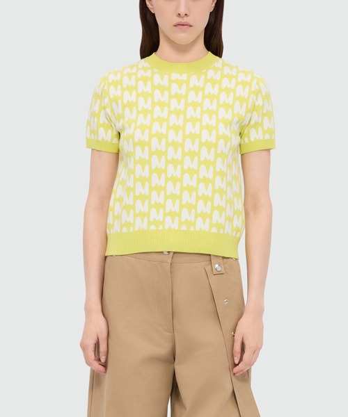 MSGM(エムエスジーエム)の「TheMwave モノグラムジャガード ニットトップ(ニット/セーター・レディース・ライム/ピンク・M)」の5枚目の写真