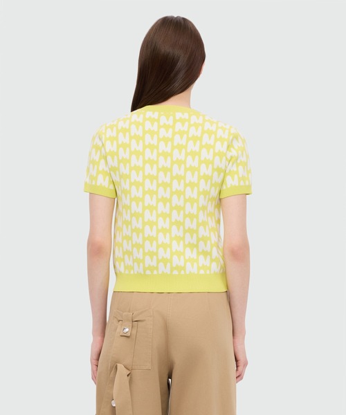 MSGM(エムエスジーエム)の「TheMwave モノグラムジャガード ニットトップ(ニット/セーター・レディース・ライム/ピンク・M)」の6枚目の写真