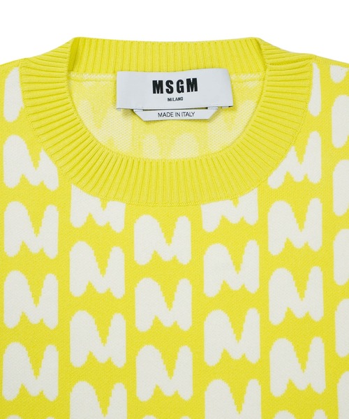 MSGM(エムエスジーエム)の「TheMwave モノグラムジャガード ニットトップ(ニット/セーター・レディース・ライム/ピンク・M)」の8枚目の写真