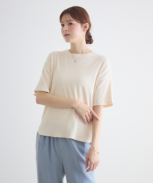KATHARINE ROSS（キャサリンロス）の「【KATHARINE ROSS】テレコロゴ刺繍プルオーバー（Tシャツ/カットソー・レディース・ベージュ/ホワイト・FREE）」の5枚目の写真