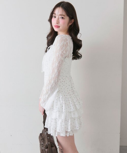 OLIVE des OLIVE（オリーブデオリーブ）の「レースティアードワンピとカーデのセット（ワンピース・レディース・サックスブルー/ブラック/オフホワイト・FREE）」の6枚目の写真