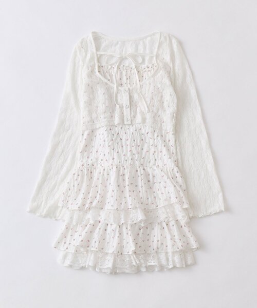 OLIVE des OLIVE（オリーブデオリーブ）の「レースティアードワンピとカーデのセット（ワンピース・レディース・サックスブルー/ブラック/オフホワイト・FREE）」の10枚目の写真