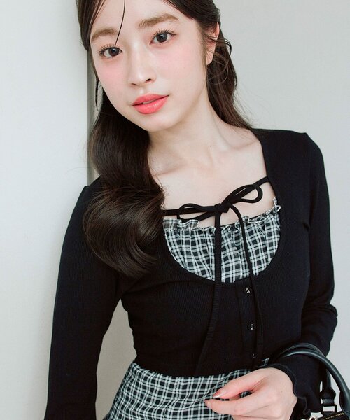 OLIVE des OLIVE（オリーブデオリーブ）の「レースティアードワンピとカーデのセット（ワンピース・レディース・サックスブルー/ブラック/オフホワイト・FREE）」の16枚目の写真