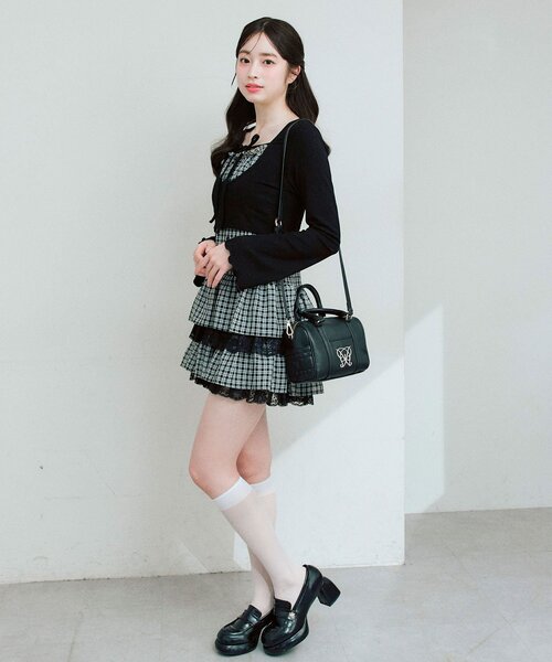 OLIVE des OLIVE（オリーブデオリーブ）の「レースティアードワンピとカーデのセット（ワンピース・レディース・サックスブルー/ブラック/オフホワイト・FREE）」の18枚目の写真