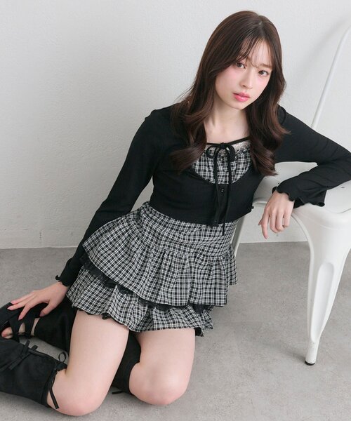 OLIVE des OLIVE（オリーブデオリーブ）の「レースティアードワンピとカーデのセット（ワンピース・レディース・サックスブルー/ブラック/オフホワイト・FREE）」の20枚目の写真