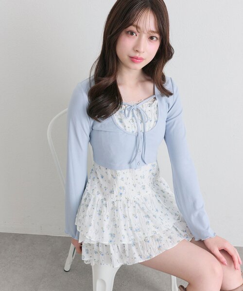 OLIVE des OLIVE(オリーブデオリーブ)の「レースティアードワンピとカーデのセット(ワンピース・レディース・サックスブルー/ブラック/オフホワイト・FREE)」の6枚目の写真