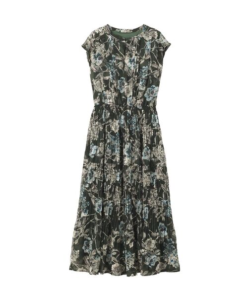 YECCA VECCA（イェッカヴェッカ）の「フラワー柄シアープリーツワンピース（ワンピース・レディース・アイボリー/ベージュ/ネイビー/グリーン・FREE）」の9枚目の写真