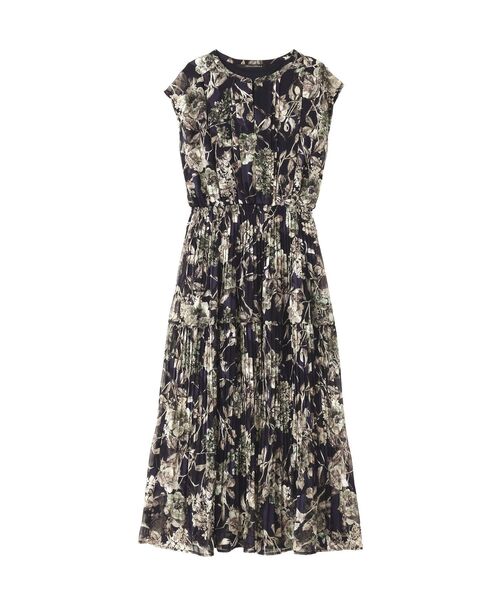 YECCA VECCA（イェッカヴェッカ）の「フラワー柄シアープリーツワンピース（ワンピース・レディース・アイボリー/ベージュ/ネイビー・FREE）」の6枚目の写真