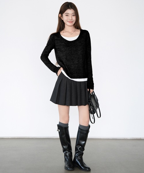 by LEGNA(バイレグナ)の「フェイクレイヤードトップス(Tシャツ/カットソー・レディース・グレー/ブラック・LARGE/MEDIUM)」の15枚目の写真