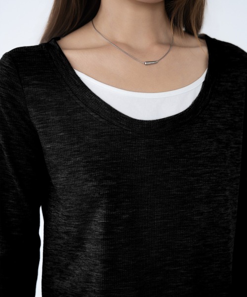 by LEGNA(バイレグナ)の「フェイクレイヤードトップス(Tシャツ/カットソー・レディース・グレー/ブラック・LARGE/MEDIUM)」の18枚目の写真