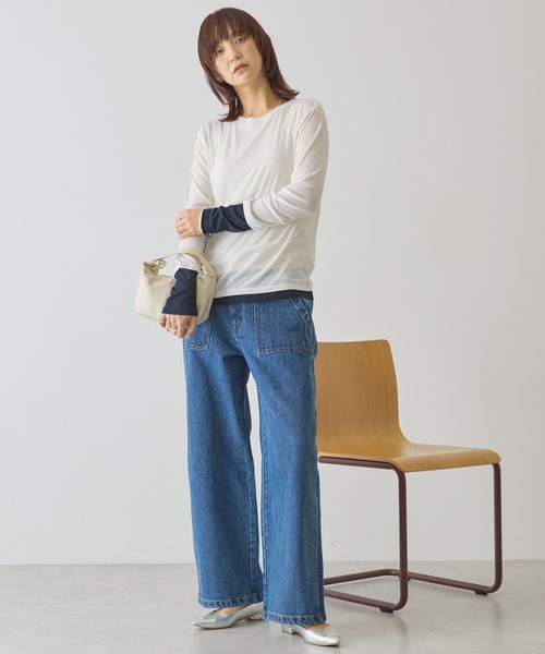 AMERICAN HOLIC（アメリカンホリック）の「配色シアーレイヤードプルオーバー（Tシャツ/カットソー・レディース・ネイビー/イエロー/グリーン・L/M）」の12枚目の写真