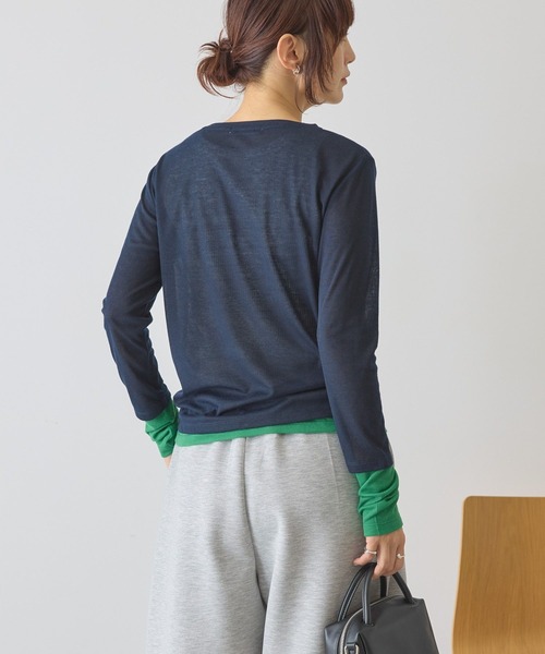 AMERICAN HOLIC（アメリカンホリック）の「配色シアーレイヤードプルオーバー（Tシャツ/カットソー・レディース・ネイビー/イエロー/グリーン・L/M）」の16枚目の写真