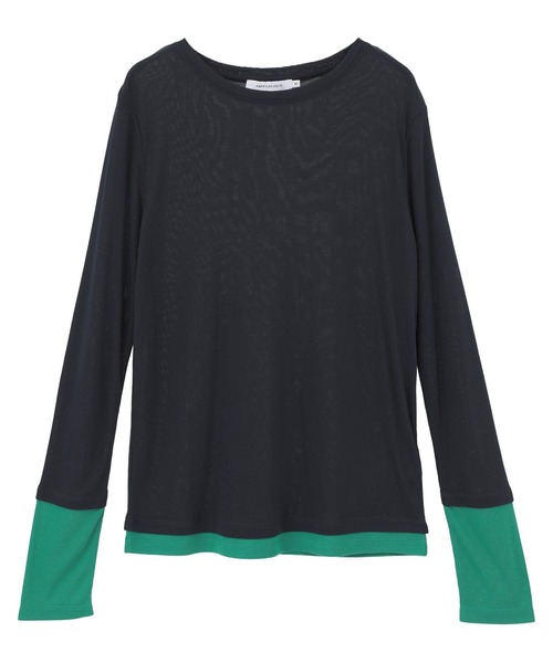 AMERICAN HOLIC（アメリカンホリック）の「配色シアーレイヤードプルオーバー（Tシャツ/カットソー・レディース・ネイビー/イエロー/グリーン・L/M）」の22枚目の写真