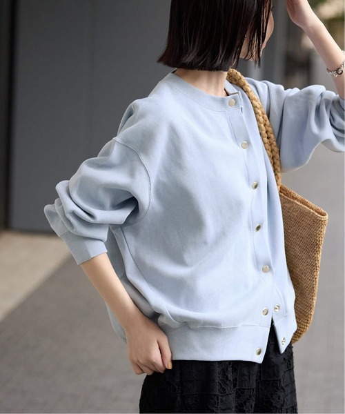 SLOBE IENA（スローブイエナ）の「《追加2》ダブルフェイスジャージースナップカーディガン（カーディガン/ボレロ・レディース・サックスブルー/ベージュ系その他・FREE）」の2枚目の写真