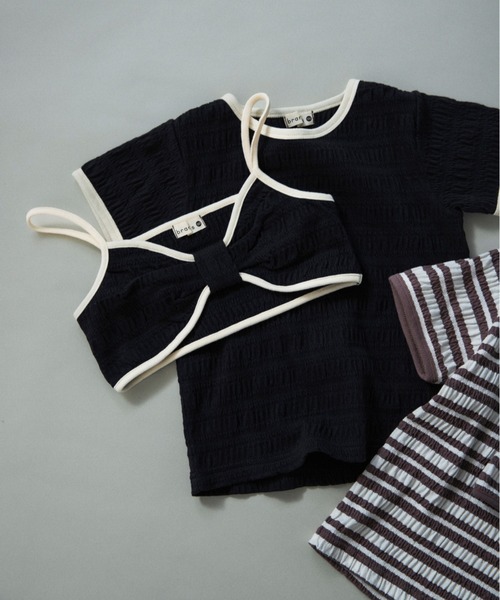 BRANSHES（ブランシェス）の「【WEB限定】リボンビスチェトップスセット（Tシャツ/カットソー・キッズ・ブラック/その他・150/140/130/120/110/100）」の2枚目の写真