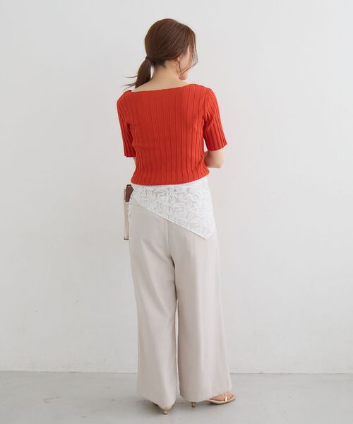 le.coeur blanc(ルクールブラン)の「ボートネックハーフスリーブリブニット(ニット/セーター・レディース・オフホワイト/グレイッシュベージュ/ブラウン/オレンジ/ブラック・38)」の13枚目の写真