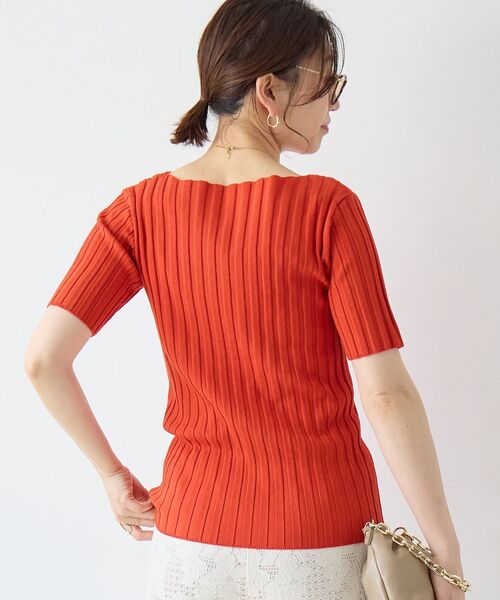 le.coeur blanc(ルクールブラン)の「ボートネックハーフスリーブリブニット(ニット/セーター・レディース・オフホワイト/グレイッシュベージュ/ブラウン/オレンジ/ブラック・38)」の16枚目の写真