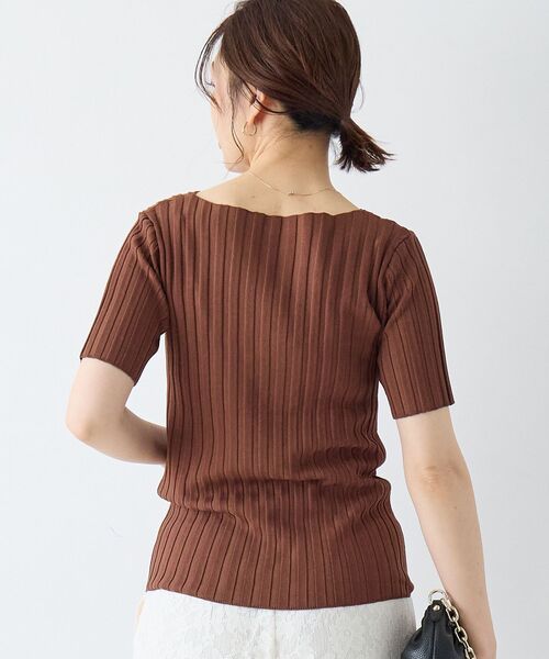 le.coeur blanc（ルクールブラン）の「ボートネックハーフスリーブリブニット（ニット/セーター・レディース・オフホワイト/グレイッシュベージュ/ブラウン/オレンジ/ブラック・38）」の11枚目の写真