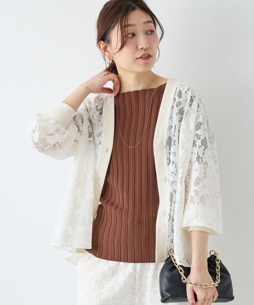 le.coeur blanc（ルクールブラン）の「ボートネックハーフスリーブリブニット（ニット/セーター・レディース・オフホワイト/グレイッシュベージュ/ブラウン/オレンジ/ブラック・38）」の20枚目の写真