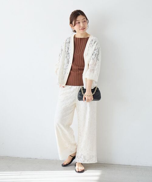 le.coeur blanc（ルクールブラン）の「ボートネックハーフスリーブリブニット（ニット/セーター・レディース・オフホワイト/グレイッシュベージュ/ブラウン/オレンジ/ブラック・38）」の21枚目の写真