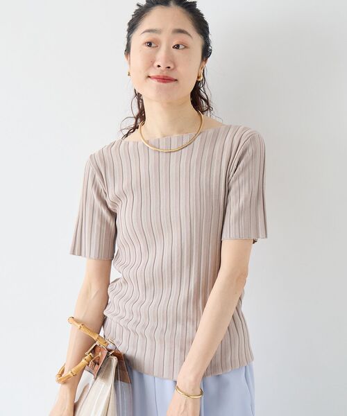 le.coeur blanc（ルクールブラン）の「ボートネックハーフスリーブリブニット（ニット/セーター・レディース・オフホワイト/グレイッシュベージュ/ブラウン/オレンジ/ブラック・38）」の22枚目の写真