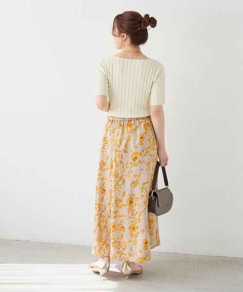 le.coeur blanc(ルクールブラン)の「ボートネックハーフスリーブリブニット(ニット/セーター・レディース・オフホワイト/グレイッシュベージュ/ブラウン/オレンジ/ブラック・38)」の11枚目の写真