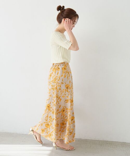 le.coeur blanc(ルクールブラン)の「ボートネックハーフスリーブリブニット(ニット/セーター・レディース・オフホワイト/グレイッシュベージュ/ブラウン/オレンジ/ブラック・38)」の12枚目の写真