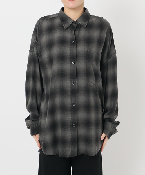 AP STUDIO（エーピーストゥディオ）の「オーバーダイオンブレチェックシャツ（シャツ/ブラウス・レディース・スミクロ/ブラウン・FREE）」の6枚目の写真