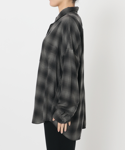 AP STUDIO（エーピーストゥディオ）の「オーバーダイオンブレチェックシャツ（シャツ/ブラウス・レディース・スミクロ/ブラウン・FREE）」の7枚目の写真