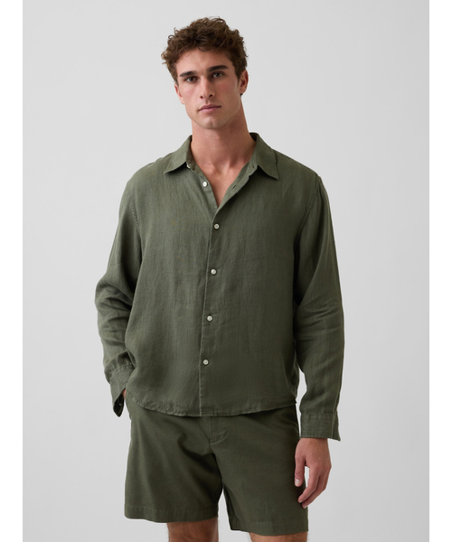 GAP（ギャップ）の「リネン100% リラックスフィットシャツ（シャツ/ブラウス・メンズ・イエロー/ピンク/グリーン・XL/M/S/L/XS）」の2枚目の写真