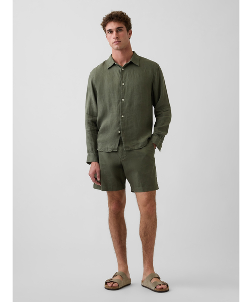 GAP（ギャップ）の「リネン100% リラックスフィットシャツ（シャツ/ブラウス・メンズ・イエロー/ピンク/グリーン・XL/M/S/L/XS）」の12枚目の写真