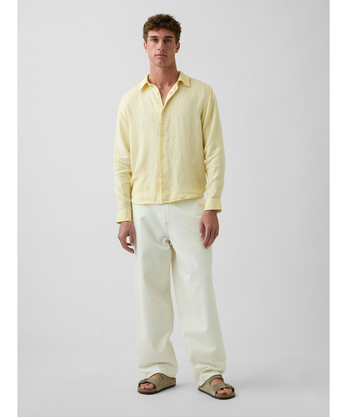 GAP（ギャップ）の「リネン100% リラックスフィットシャツ（シャツ/ブラウス・メンズ・イエロー/ピンク/グリーン・XL/M/S/L/XS）」の11枚目の写真