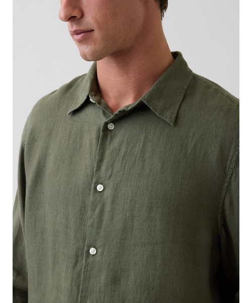GAP（ギャップ）の「リネン100% リラックスフィットシャツ（シャツ/ブラウス・メンズ・イエロー/ピンク/グリーン・XL/M/S/L/XS）」の6枚目の写真