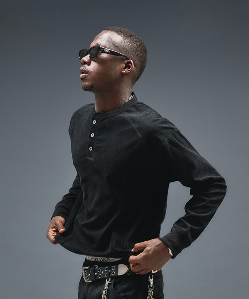 ANDER HUNK（アンダーハンク）の「Henry neck Short Rib LS / ヘンリーネックショートリブロングスリーブ（Tシャツ/カットソー・メンズ・レッド系その他/ブラック・LARGE/MEDIUM）」の7枚目の写真