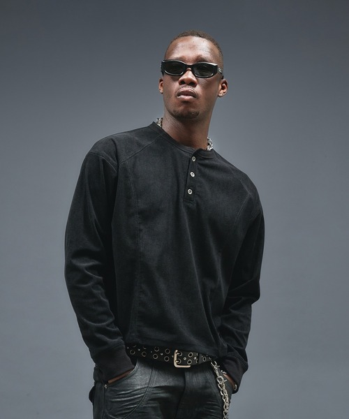 ANDER HUNK（アンダーハンク）の「Henry neck Short Rib LS / ヘンリーネックショートリブロングスリーブ（Tシャツ/カットソー・メンズ・レッド系その他/ブラック・LARGE/MEDIUM）」の10枚目の写真