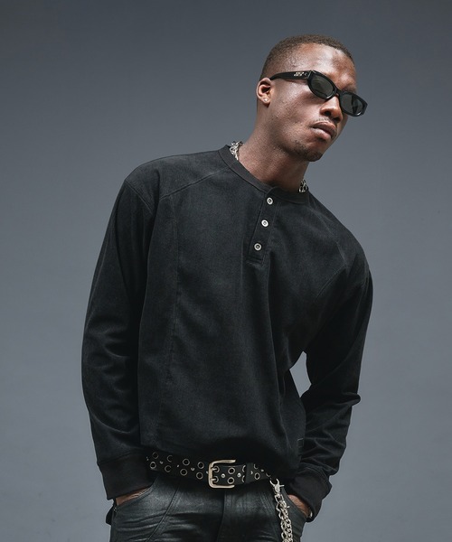 ANDER HUNK（アンダーハンク）の「Henry neck Short Rib LS / ヘンリーネックショートリブロングスリーブ（Tシャツ/カットソー・メンズ・レッド系その他/ブラック・LARGE/MEDIUM）」の12枚目の写真