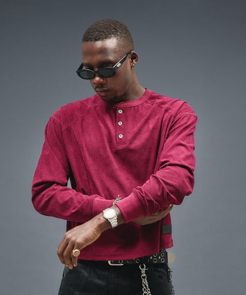 ANDER HUNK（アンダーハンク）の「Henry neck Short Rib LS / ヘンリーネックショートリブロングスリーブ（Tシャツ/カットソー・メンズ・レッド系その他/ブラック・LARGE/MEDIUM）」の21枚目の写真