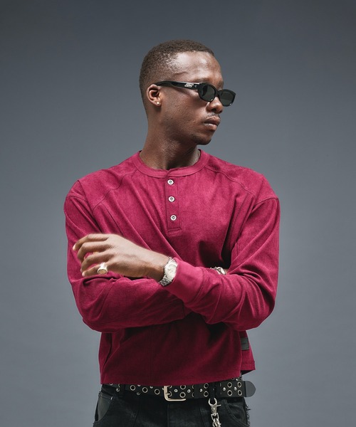 ANDER HUNK（アンダーハンク）の「Henry neck Short Rib LS / ヘンリーネックショートリブロングスリーブ（Tシャツ/カットソー・メンズ・レッド系その他/ブラック・LARGE/MEDIUM）」の22枚目の写真