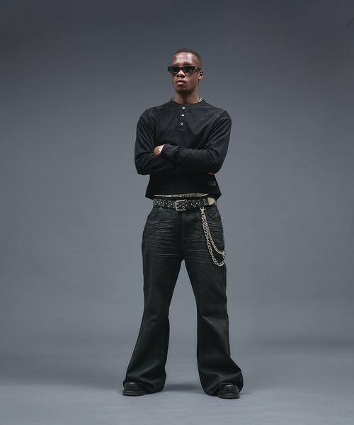 ANDER HUNK（アンダーハンク）の「Henry neck Short Rib LS / ヘンリーネックショートリブロングスリーブ（Tシャツ/カットソー・メンズ・レッド系その他/ブラック・LARGE/MEDIUM）」の13枚目の写真