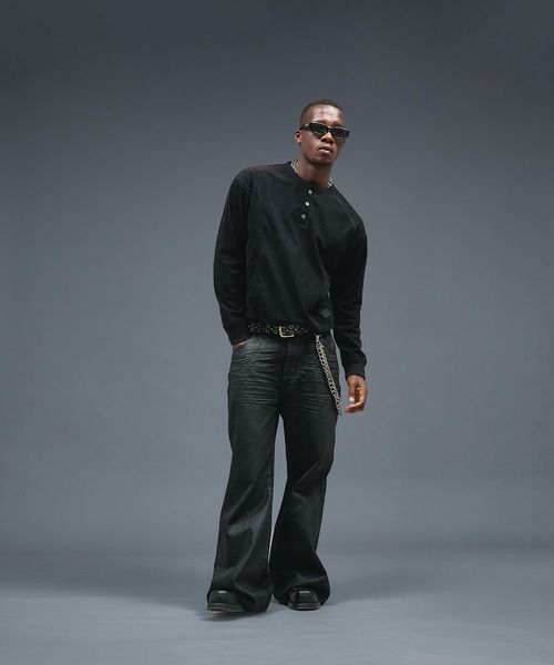 ANDER HUNK（アンダーハンク）の「Henry neck Short Rib LS / ヘンリーネックショートリブロングスリーブ（Tシャツ/カットソー・メンズ・レッド系その他/ブラック・LARGE/MEDIUM）」の15枚目の写真