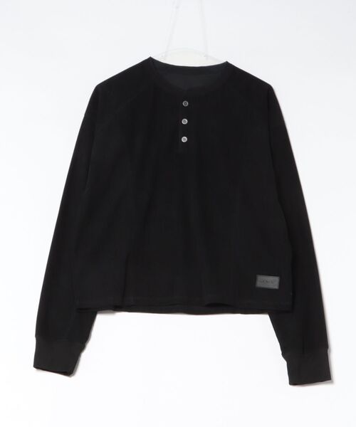 ANDER HUNK（アンダーハンク）の「Henry neck Short Rib LS / ヘンリーネックショートリブロングスリーブ（Tシャツ/カットソー・メンズ・レッド系その他/ブラック・LARGE/MEDIUM）」の4枚目の写真