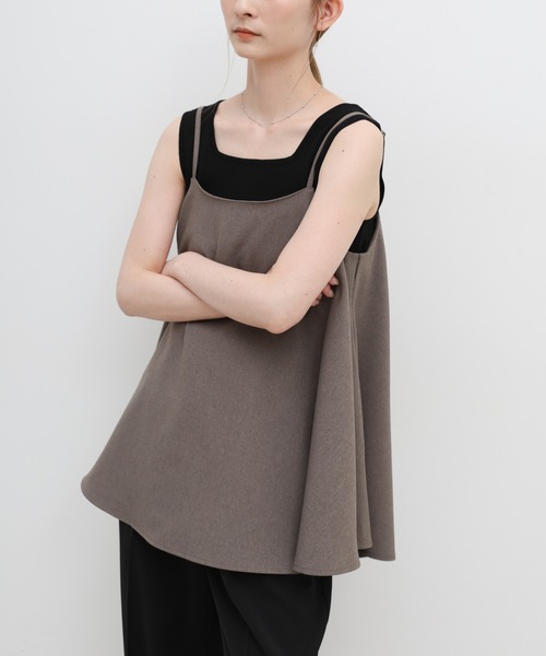 select MOCA(セレクトモカ)の「リネンタッチバックスリットフレアキャミソール【セットアップ対応可】(キャミソール・レディース・ベージュ/ブラウン/ブラック・FREE)」の13枚目の写真