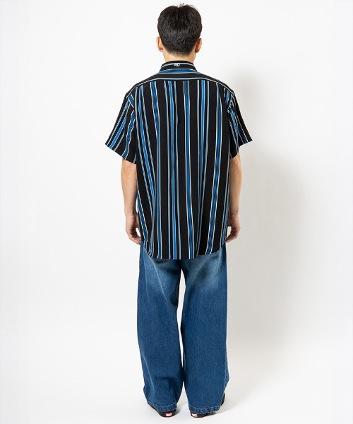 430（フォーサーティ）の「mhs2613- S-S DRP STRIPE SHIRT ストライプシャツ(26-084)（シャツ/ブラウス・メンズ・ブルー/オフホワイト/イエロー/ブラック/レッド・3/2/1/0）」の14枚目の写真