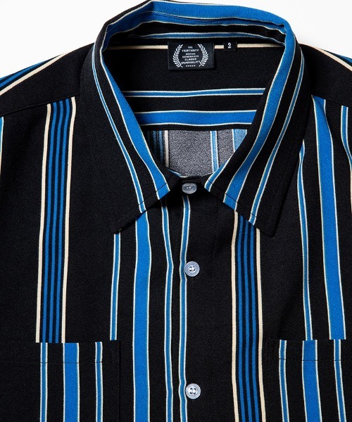 430（フォーサーティ）の「mhs2613- S-S DRP STRIPE SHIRT ストライプシャツ(26-084)（シャツ/ブラウス・メンズ・ブルー/オフホワイト/イエロー/ブラック/レッド・3/2/1/0）」の21枚目の写真