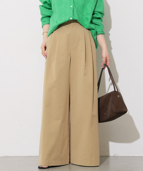 JOURNAL STANDARD relume(ジャーナルスタンダード レリューム)の「コットンナイロンタックワイドロングパンツ(チノパンツ・レディース・カーキ/ブラック/ベージュ・38/36)」の2枚目の写真