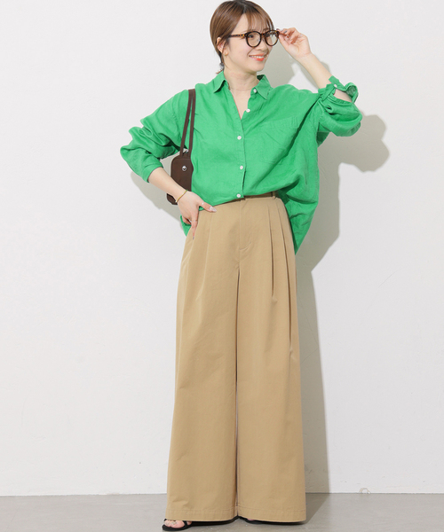 JOURNAL STANDARD relume(ジャーナルスタンダード レリューム)の「コットンナイロンタックワイドロングパンツ(チノパンツ・レディース・カーキ/ブラック/ベージュ・38/36)」の10枚目の写真