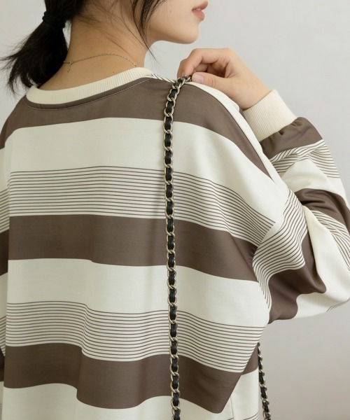 Miniministore（ミニミニストア）の「ボーダー柄Ｔシャツカットソープルオーバー（Tシャツ/カットソー・レディース・ブラウン/ネイビー・FREE）」の16枚目の写真