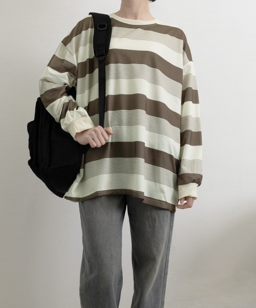 Miniministore（ミニミニストア）の「ボーダー柄Ｔシャツカットソープルオーバー（Tシャツ/カットソー・レディース・ブラウン/ネイビー・FREE）」の11枚目の写真