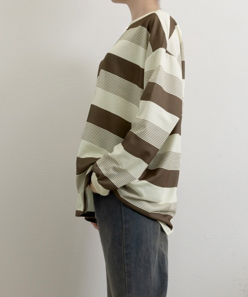 Miniministore（ミニミニストア）の「ボーダー柄Ｔシャツカットソープルオーバー（Tシャツ/カットソー・レディース・ブラウン/ネイビー・FREE）」の10枚目の写真